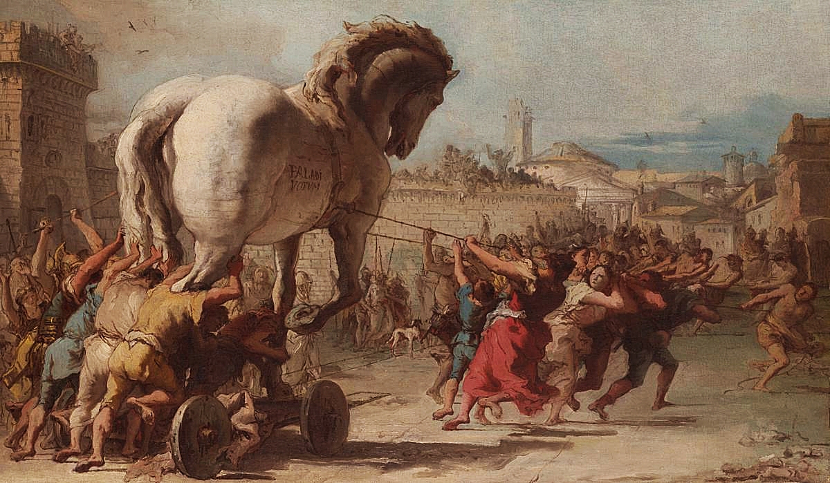 Giovani Domenico Tiepo - Die Prozession des Trojanischen Pferdes nach Troja Giovani Domenico Tiepo - Die Prozession des Trojanischen Pferdes nach Troja